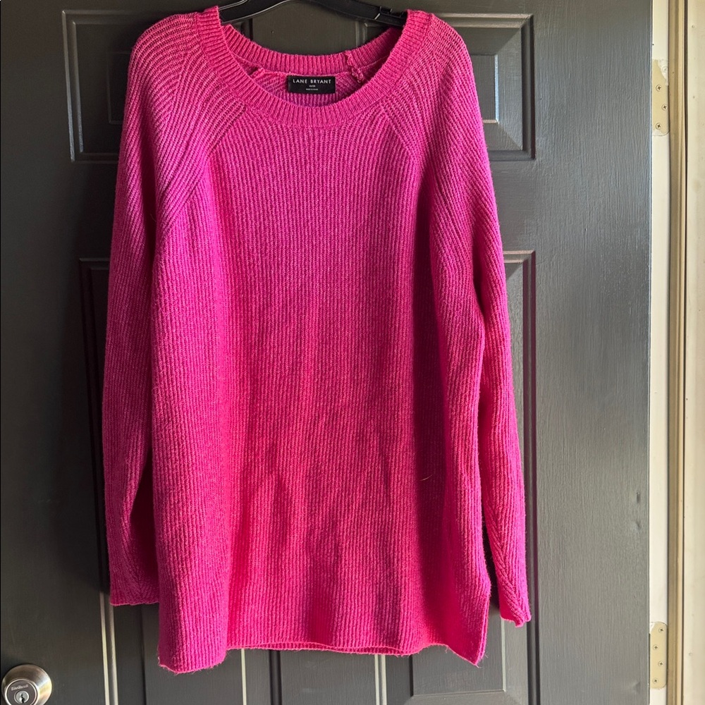 Lane Bryant Women's Vibrant Pink Crew Neck Sweater